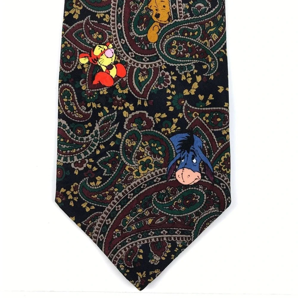 Disney Tie Men's Paisley Winnie The Pooh Piglet Tiger Eeyore Necktie Korea 56